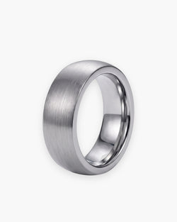 Atlas domed brushed tungsten ring in silver-tone tungsten carbide [c:silver]