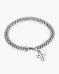 Atlas double rolo cross bracelet in silver stainless steel [c:silver]