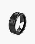 Atlas dual groove ring in black tungsten carbide [c:black]