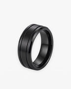 Atlas dual groove ring in black tungsten carbide [c:black]