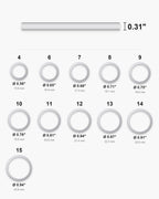Atlas ring sizes 4 to 15 with inner diameters and the 0.31 inch band width [u:in]