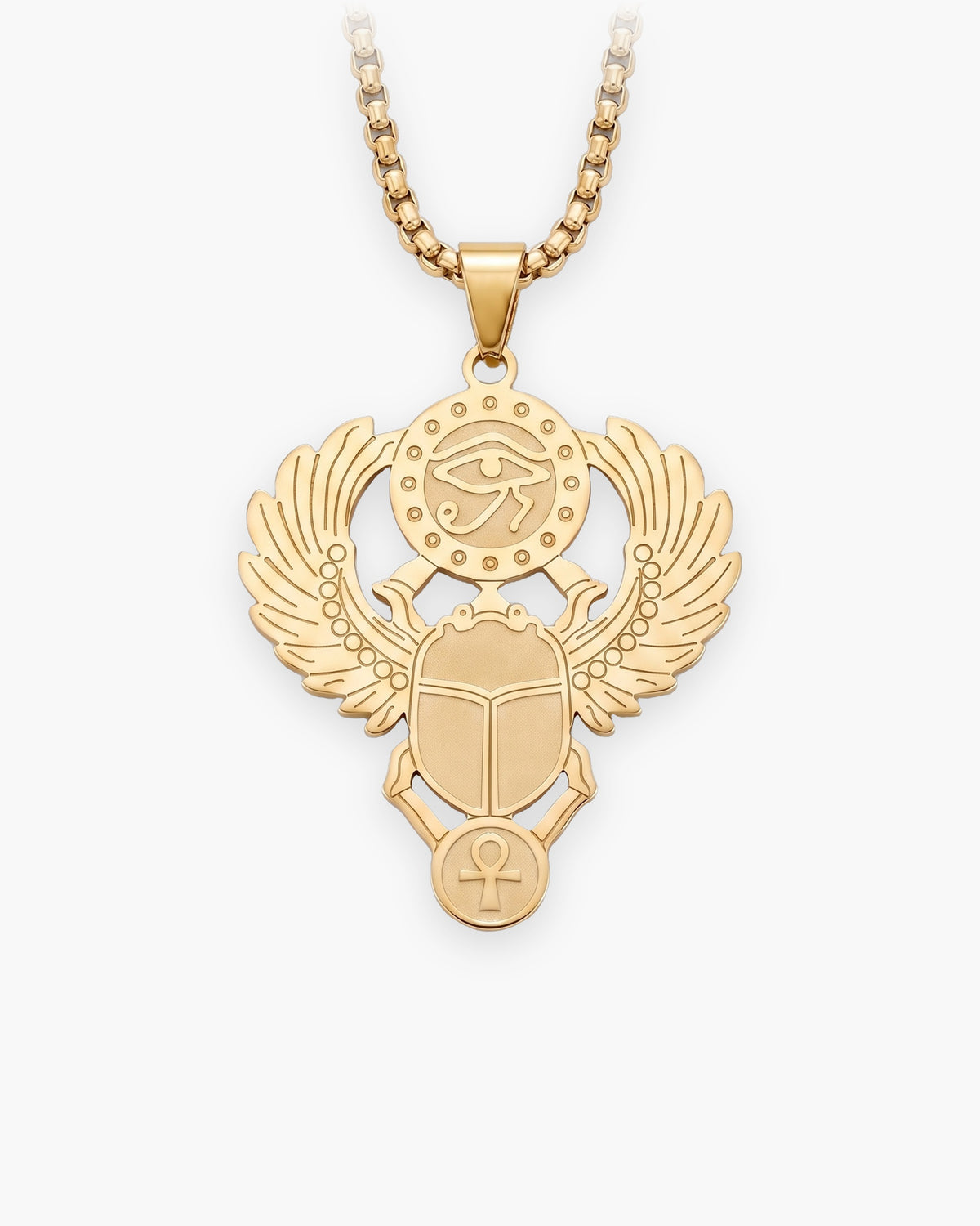 Atlas Egyptian Scarab Eye of Horus Pendant Necklace in gold-tone [c:gold]