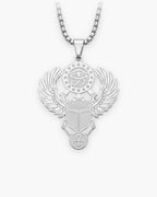 Atlas Egyptian Scarab Eye of Horus Pendant Necklace in silver-tone [c:silver]