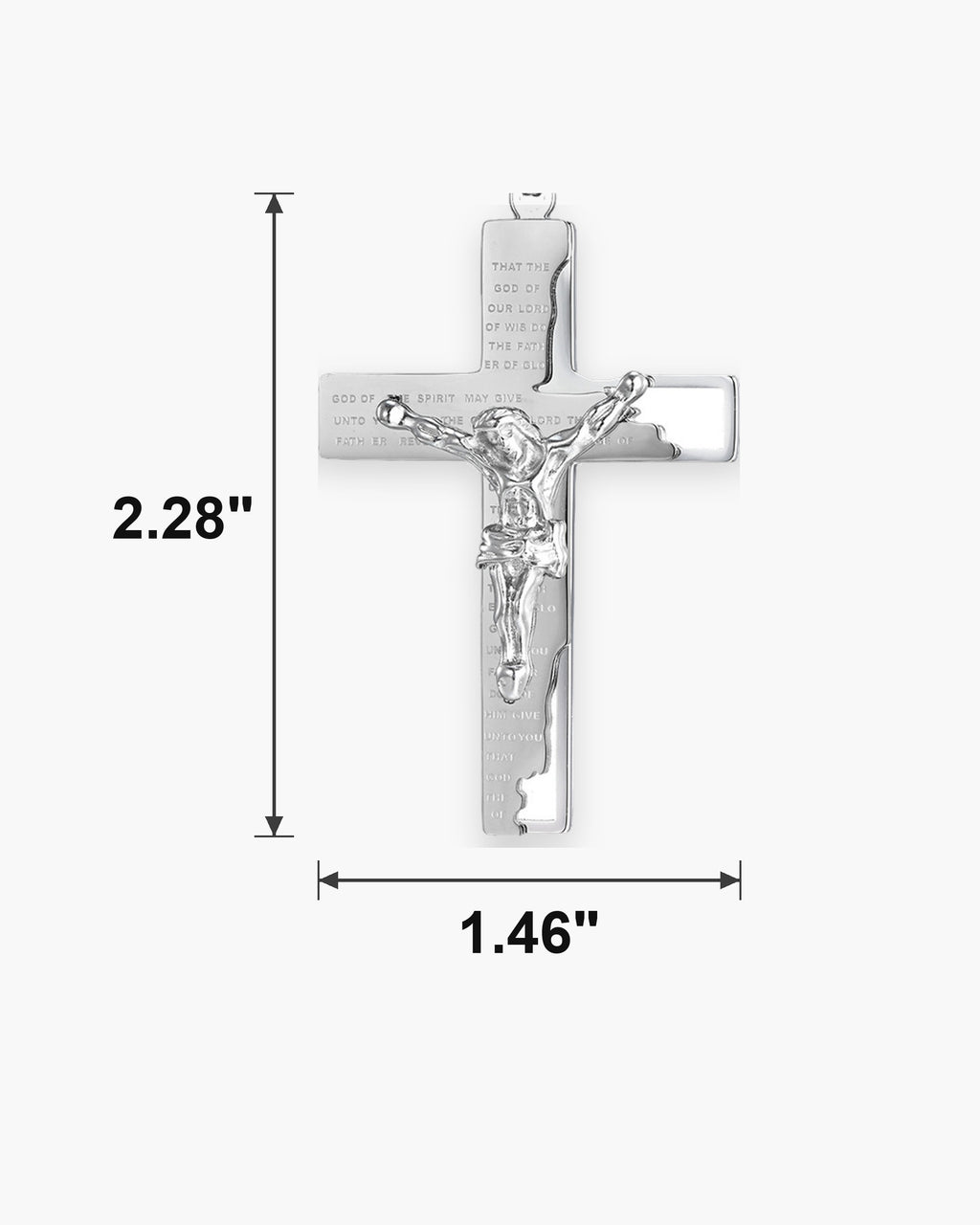 Atlas engraved crucifix pendant necklace dimensions 1.46 x 2.28 in [u:in]