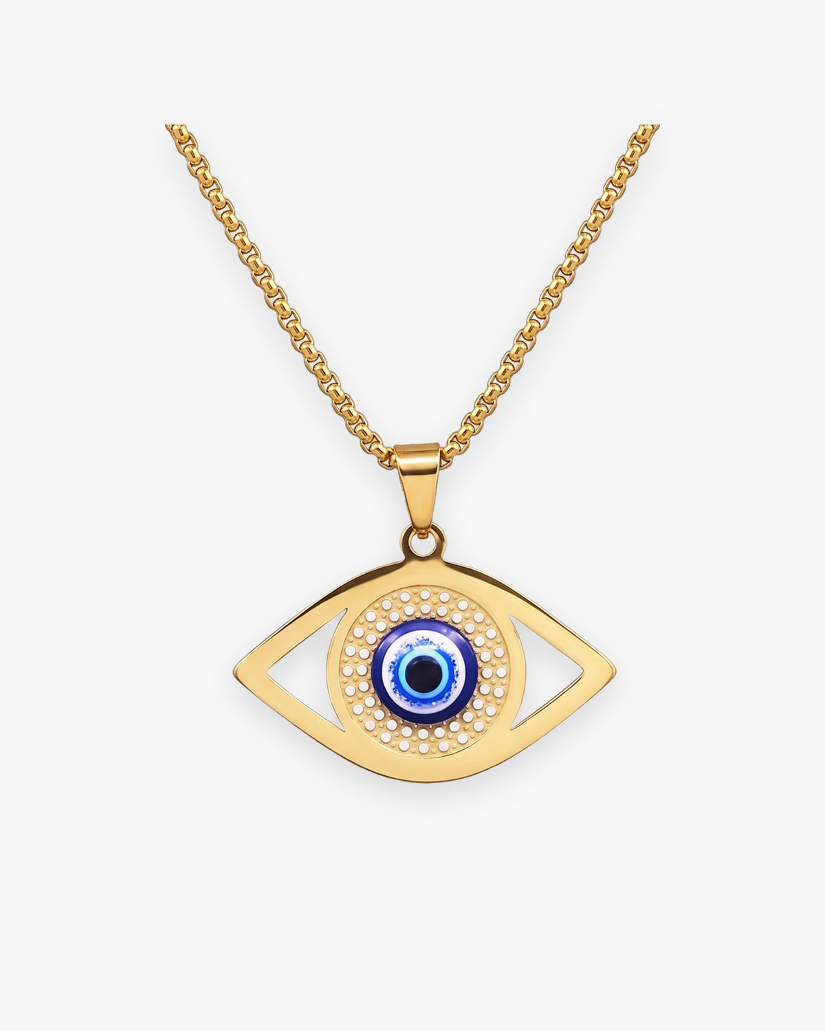 Atlas evil eye pendant necklace in gold-tone stainless steel [c:gold]