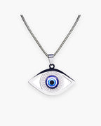 Atlas evil eye pendant necklace in silver stainless steel [c:silver]