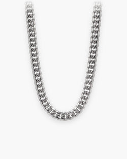 Atlas faceted double-link cuban chain in silver stainless steel [c:silver]