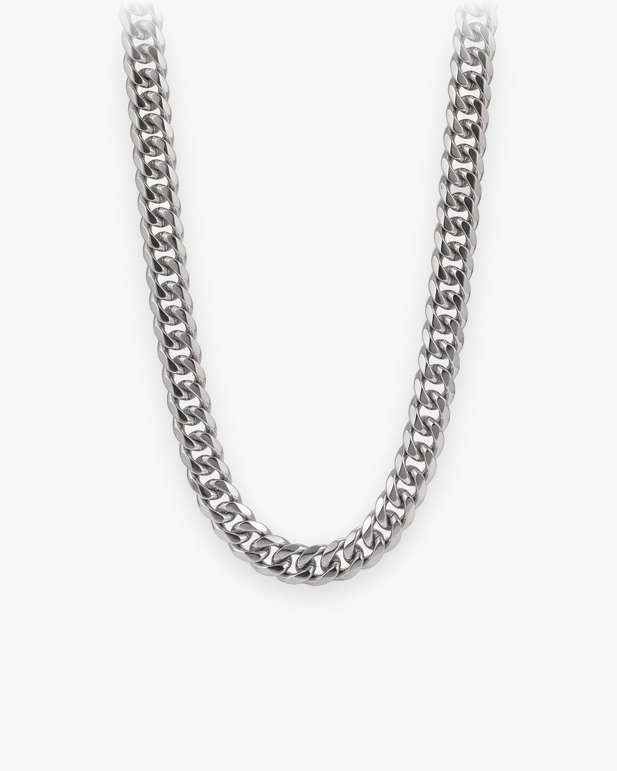 Atlas faceted double-link cuban chain in silver stainless steel [c:silver]
