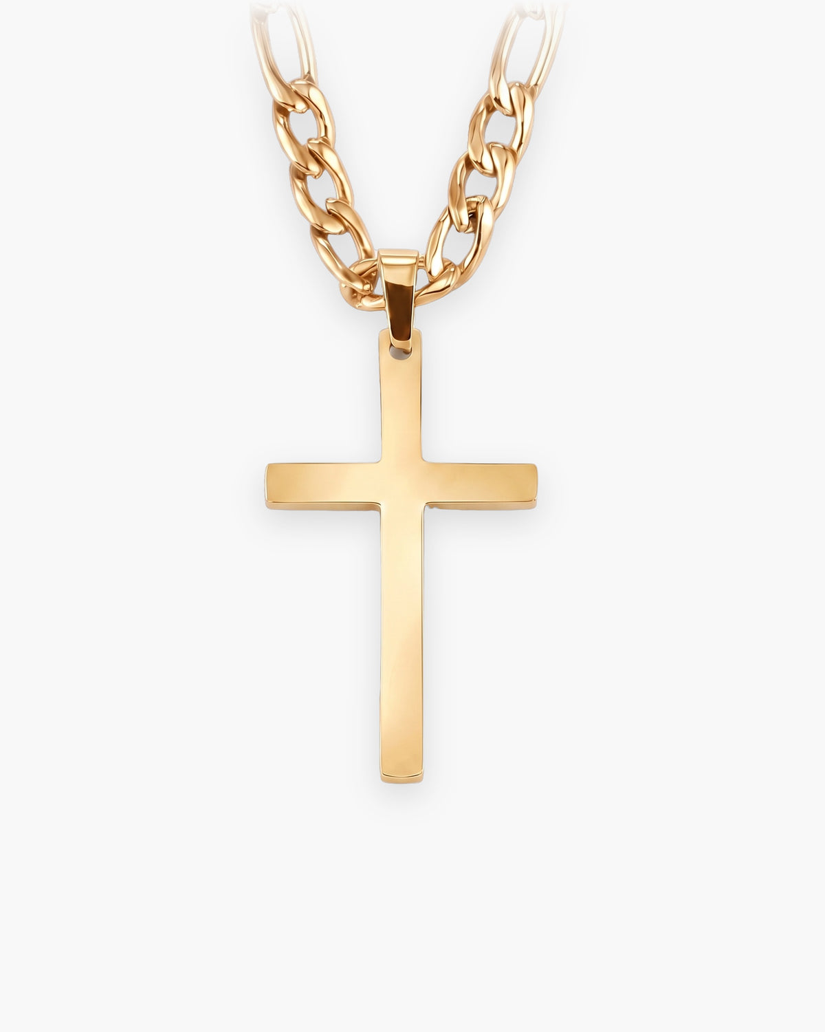 Atlas figaro cross pendant necklace in gold-tone titanium steel [c:gold]