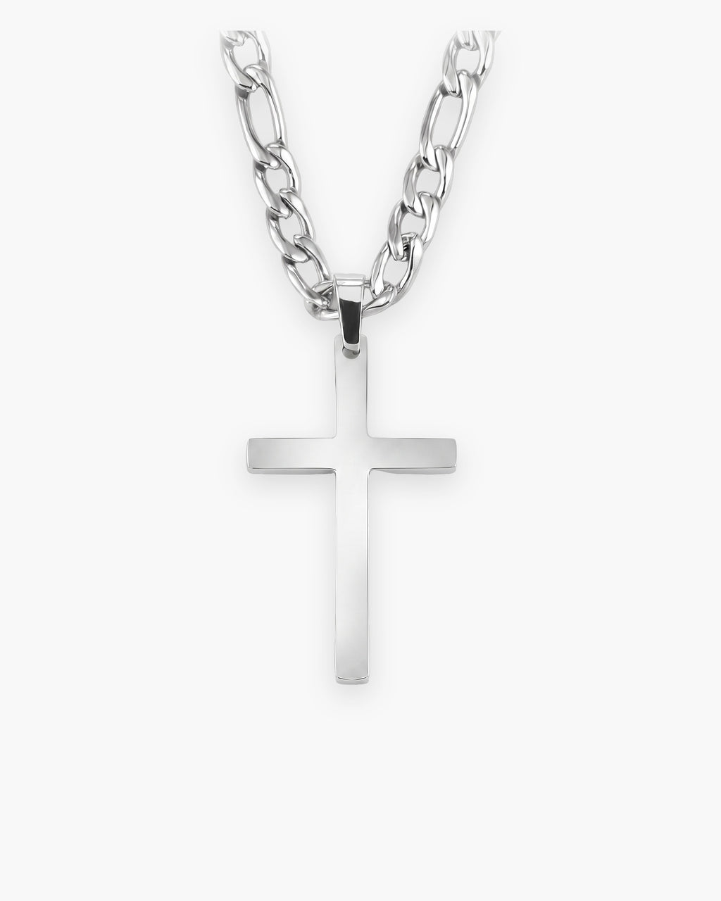 Atlas figaro cross pendant necklace in silver-tone titanium steel [c:silver]
