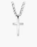 Atlas figaro cross pendant necklace in silver-tone titanium steel [c:silver]