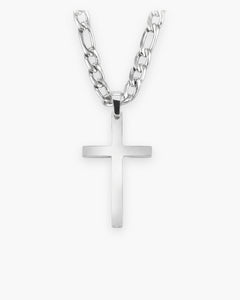 Collier croix homme sur chaîne Figaro en acier au titane