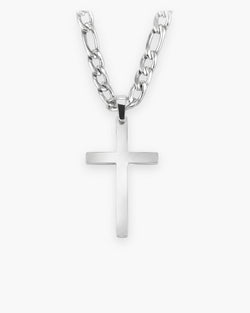 Atlas figaro cross pendant necklace in silver-tone titanium steel [c:silver]