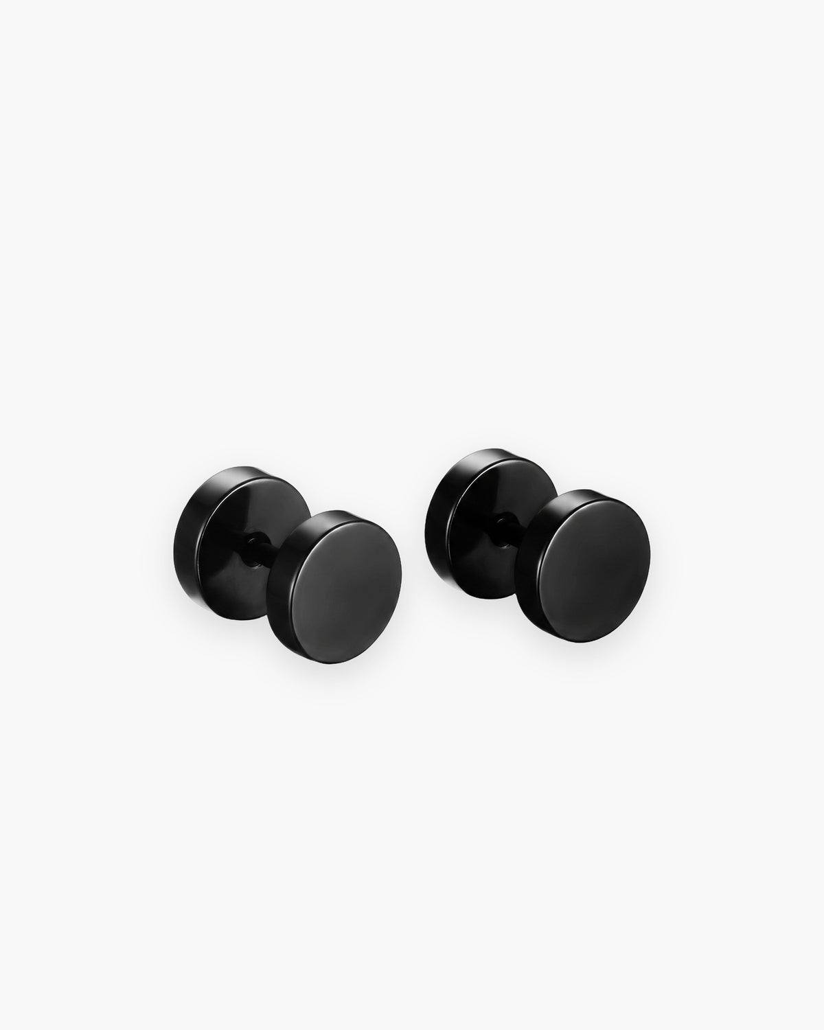 Atlas flat disc barbell stud earrings in black stainless steel [c:black]