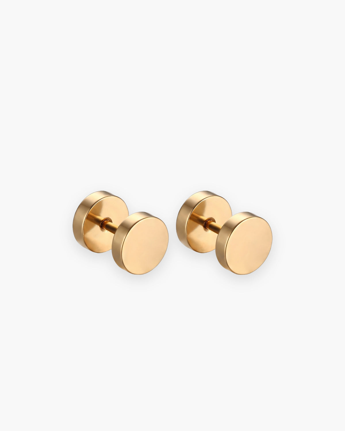 Atlas flat disc barbell stud earrings in gold-tone stainless steel [c:gold]