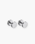 Atlas flat disc barbell stud earrings in silver-tone stainless steel [c:silver]