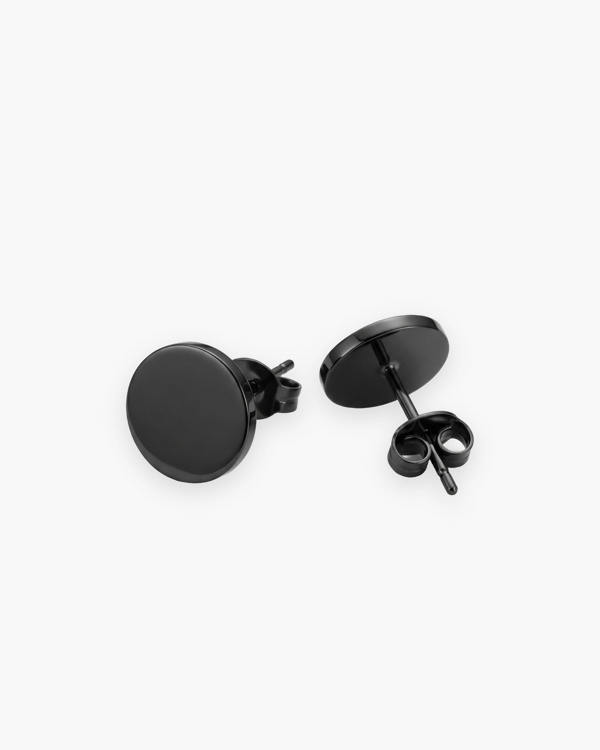 Atlas flat disc stud earrings in black titanium steel [c:black]