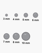 Atlas flat disc stud sizes at true scale: 3, 4, 5, 6, 7, 8 and 10 mm [u:mm]