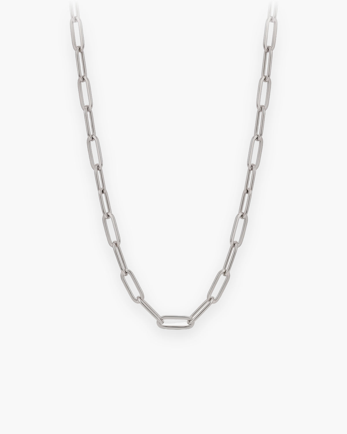 Atlas flat link chain necklace in silver-tone stainless steel [c:silvernecklace]