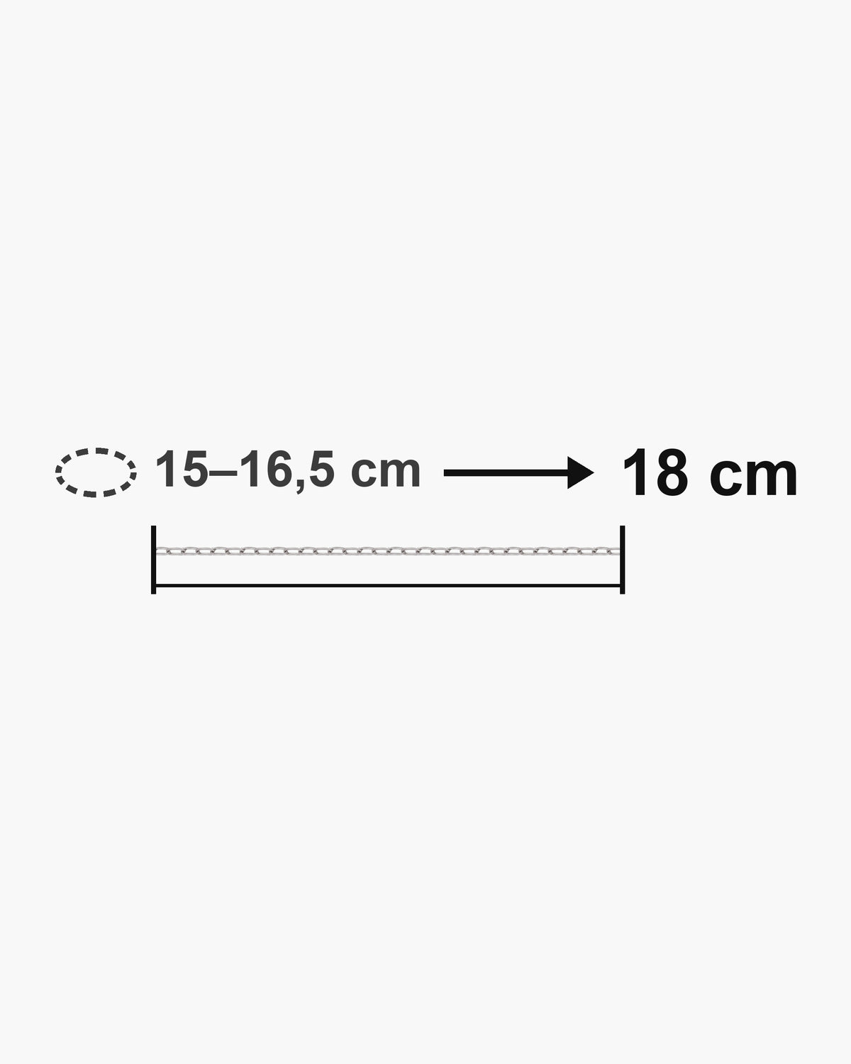 Atlas flat link chain bracelet length 18 cm with matching wrist size [u:mm]