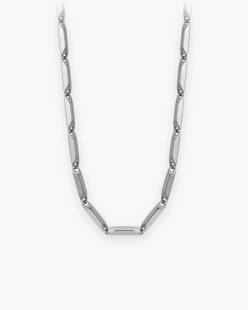 Atlas geometric bar link chain in silver-tone titanium steel [c:silver]
