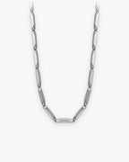 Atlas geometric bar link chain in silver-tone titanium steel [c:silver]