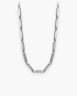 Atlas geometric bar link chain in silver-tone titanium steel [c:silver]