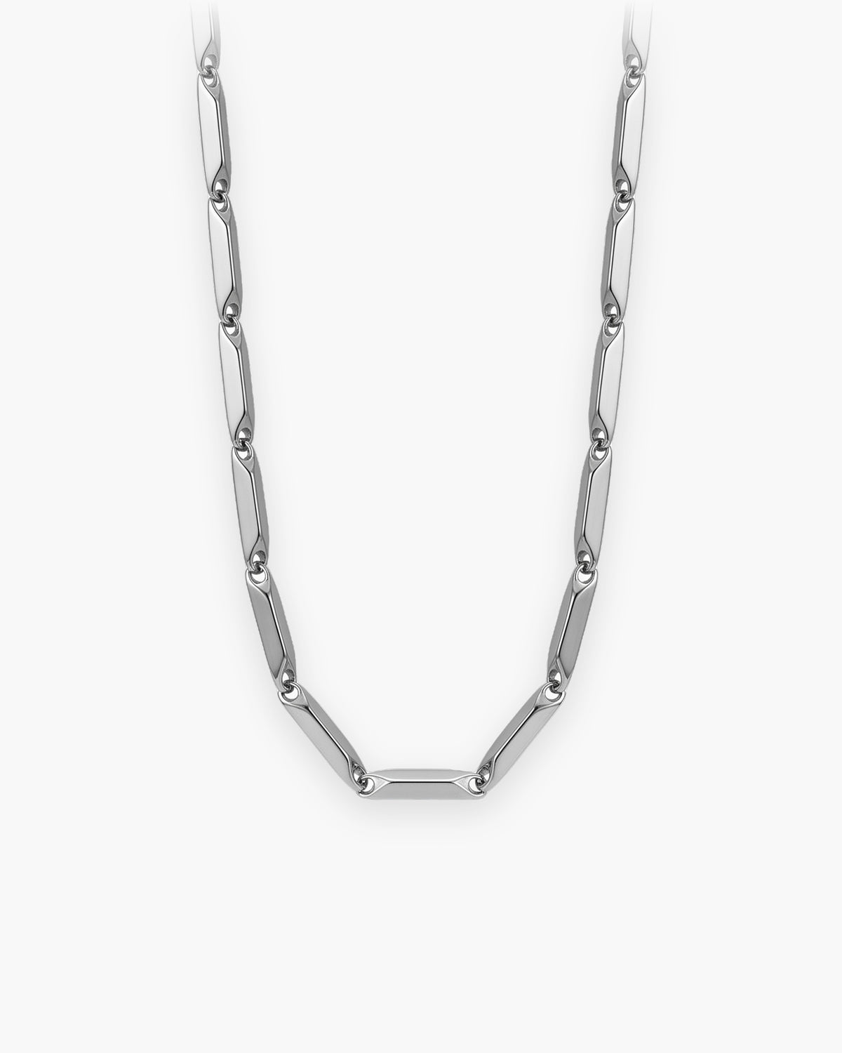 Atlas geometric bar link chain in silver-tone titanium steel [c:silver]