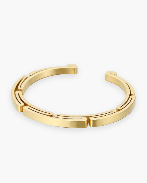Atlas geometric cuff bracelet in gold-tone titanium steel [c:gold]