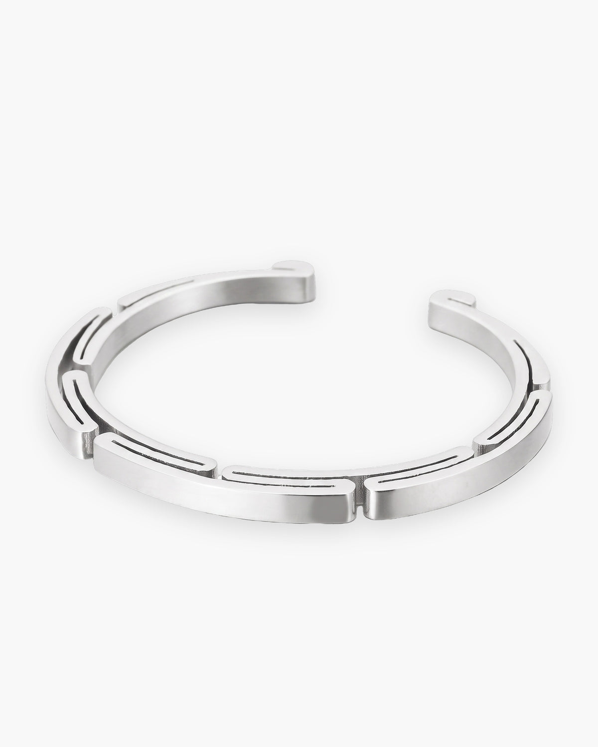Atlas geometric cuff bracelet in silver-tone titanium steel [c:silver]