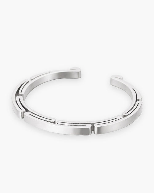 Atlas geometric cuff bracelet in silver-tone titanium steel [c:silver]