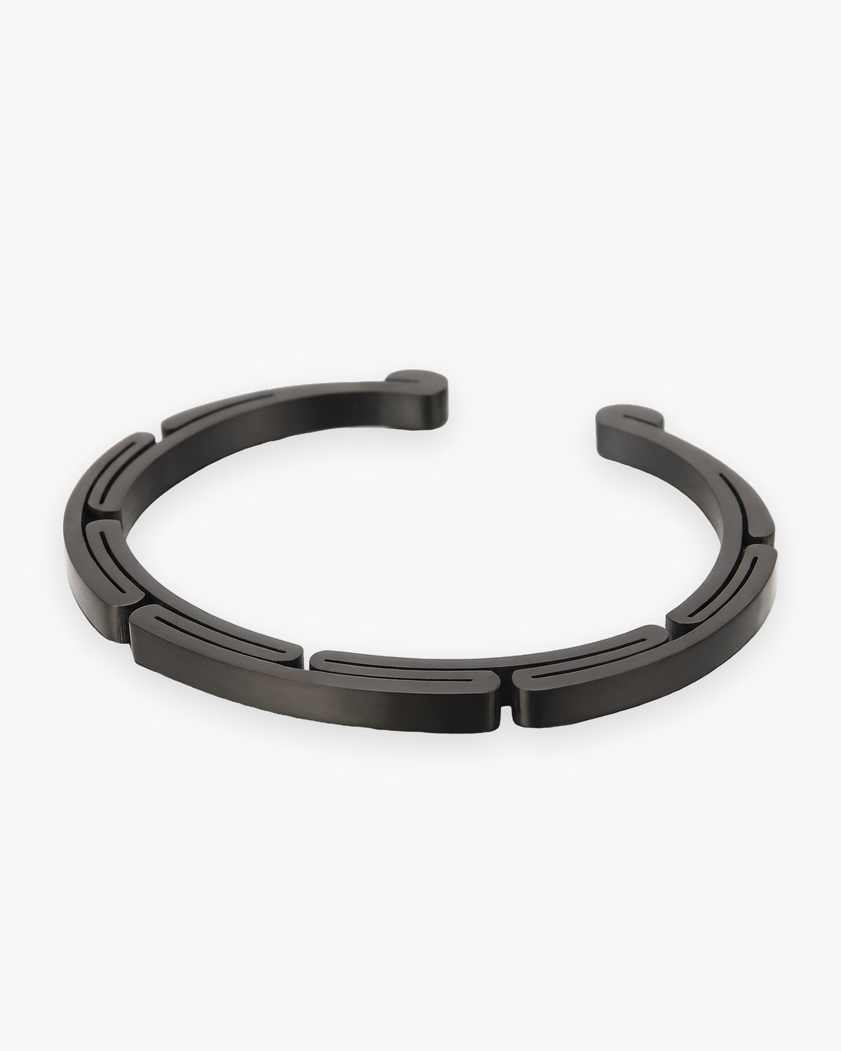 Atlas geometric link cuff bracelet in black titanium steel [c:black]
