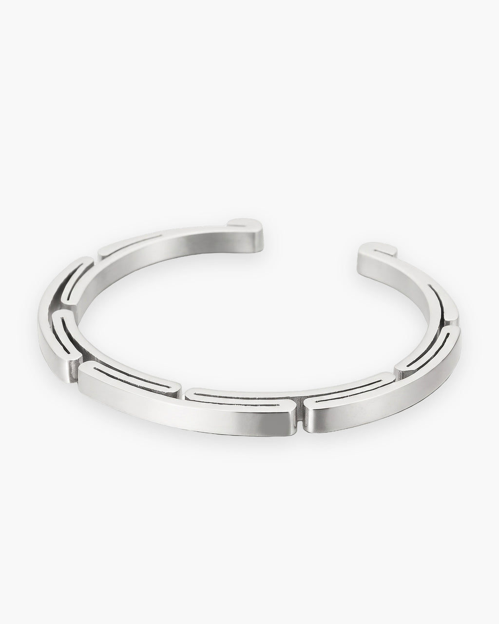 Atlas geometric link cuff bracelet in silver-tone titanium steel [c:silver]