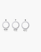 Atlas ring sizes 6 to 8 with inner diameters from 0.65 to 0.71 inch [u:in]