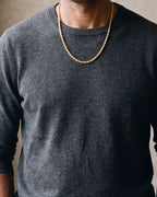 Close-up of the gold-tone Atlas gold-tone rope chain worn at true size