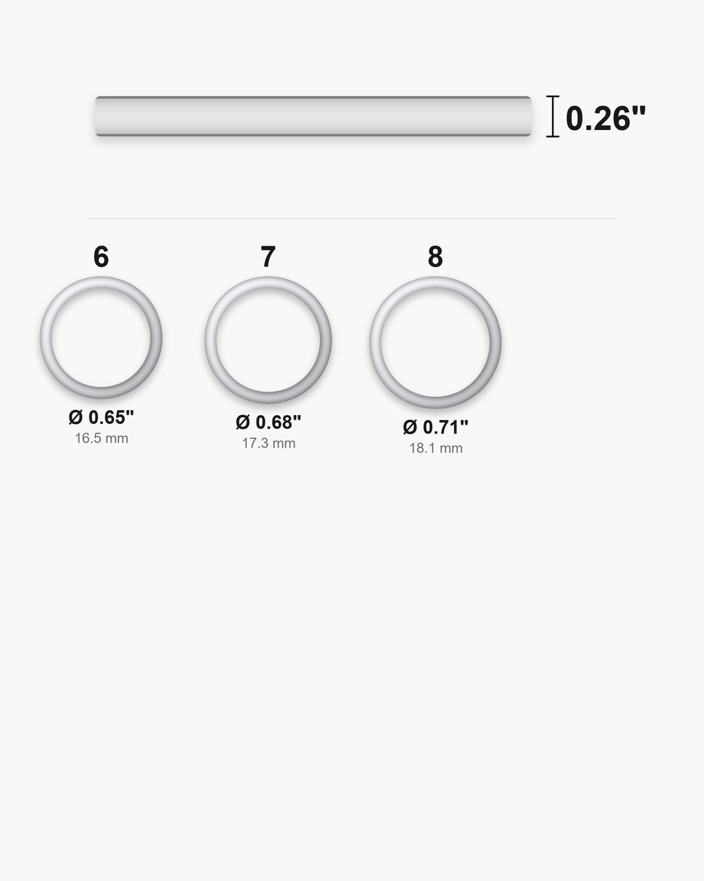Atlas Gold-Tone Tapered Dome Ring ring sizes 6 to 8 with inner diameters 0.65 to 0.71 inch [u:in]