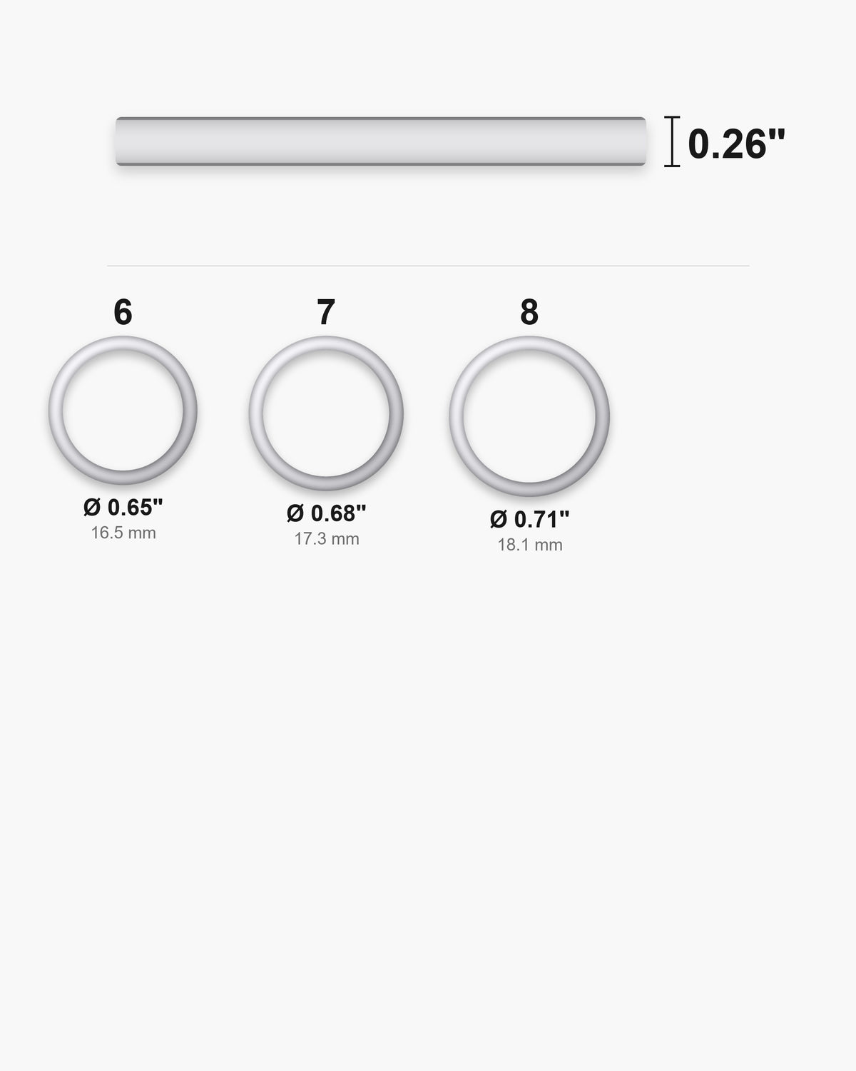 Atlas Gold-Tone Tapered Dome Ring ring sizes 6 to 8 with inner diameters 0.65 to 0.71 inch [u:in]