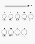 Atlas Hammered Inlay Ring ring sizes 7 to 15 with inner diameters 0.68 to 0.94 inch [u:in]