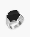 Atlas hexagon signet ring in silver stainless steel [c:silver]