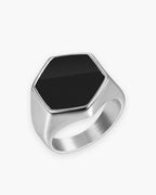 Atlas hexagon signet ring in silver stainless steel [c:silver]
