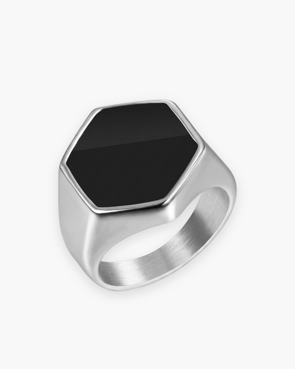 Atlas hexagon signet ring in silver stainless steel [c:silver]