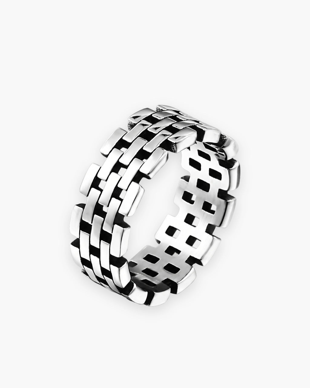 Atlas Hollow Link Ring in silver-tone [c:silver]