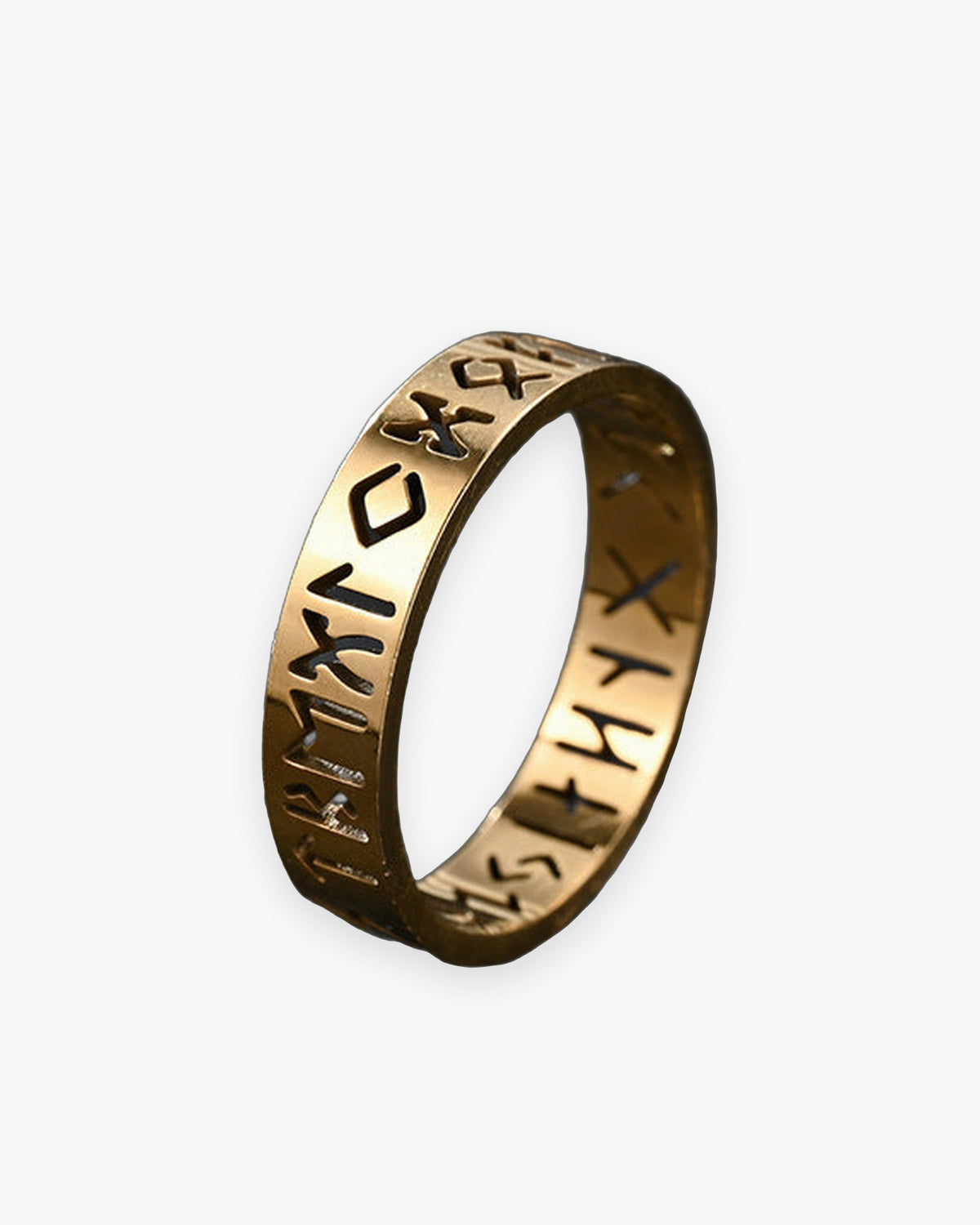Atlas hollow rune band ring, 6 mm, in gold-tone stainless steel [c:gold]