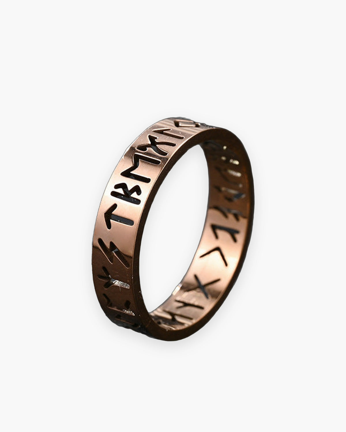 Atlas hollow rune band ring, 6 mm, in rose gold-tone stainless steel [c:rosegold]