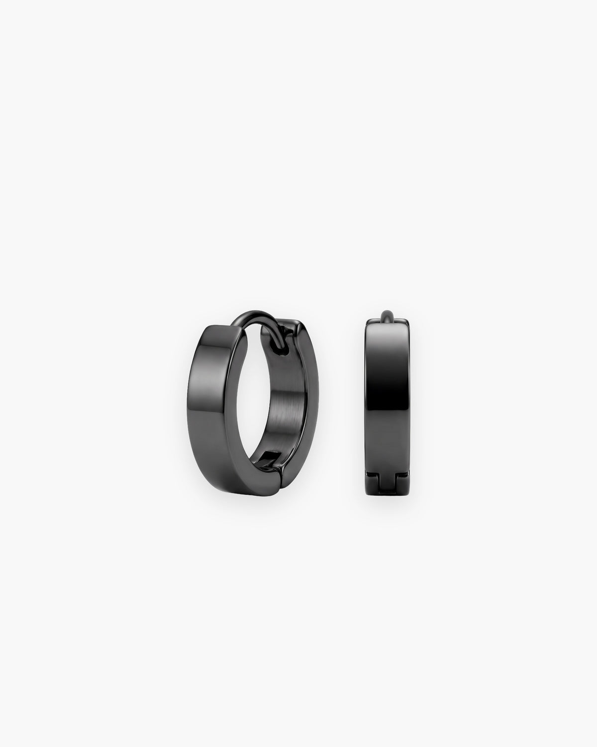 Atlas huggie hoop earrings, 4 mm wide, 9 mm across, in black stainless steel [c:black]