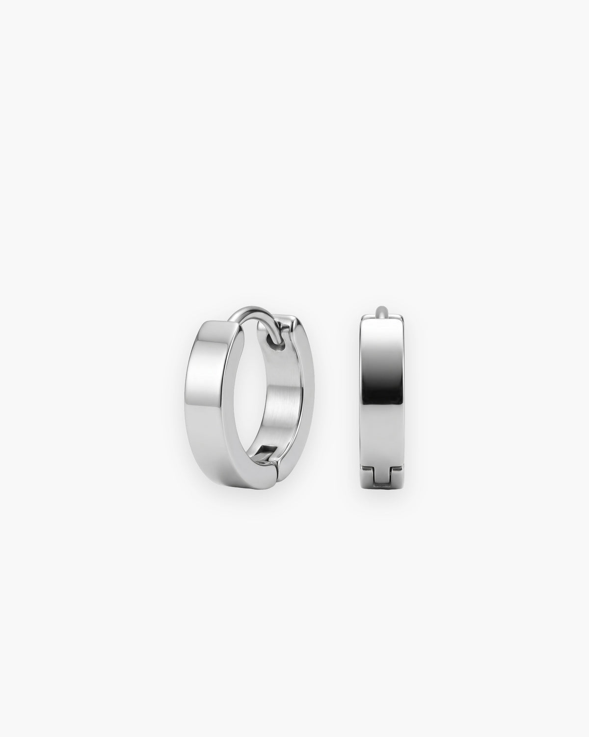 Atlas huggie hoop earrings, 4 mm wide, 9 mm across, in silver stainless steel [c:silver]