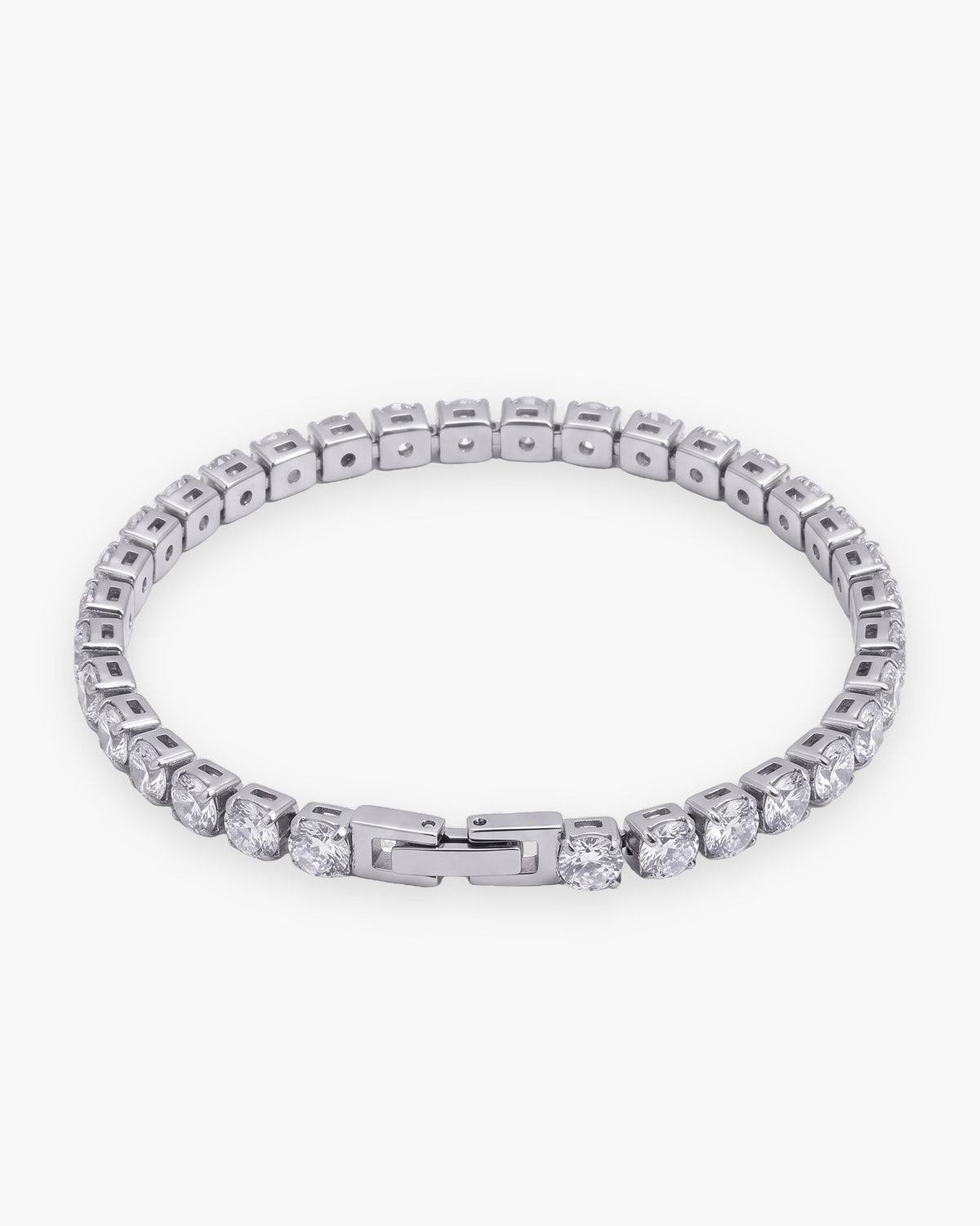 Atlas iced tennis bracelet in silver titanium steel [c:silver]