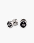 Atlas inlaid barbell stud earrings in silver-tone with star inlay stainless steel [c:silverstar]
