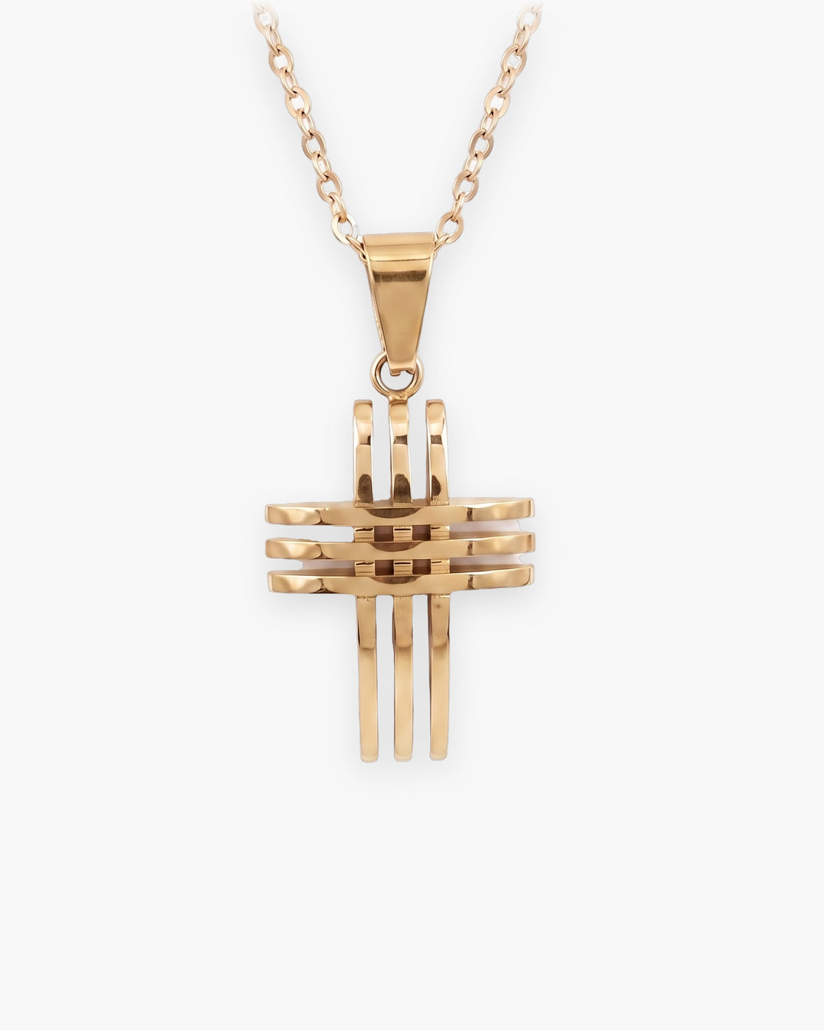 Atlas Interlocking Cross Pendant Necklace in gold-tone [c:gold]