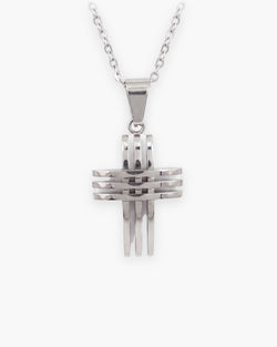 Atlas Interlocking Cross Pendant Necklace in silver-tone [c:silver]